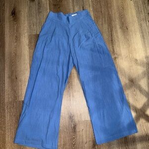 Lili Sidonio Cotton Blue Wide-Leg Pants XS NWOT